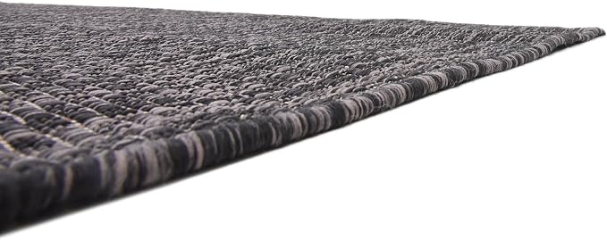 Unique Loom Collection Casual Transitional Solid Heathered Indoor/Outdoor Flatweave Area Rug (6' 1" x 9' Rectangle, Black/Ivory)