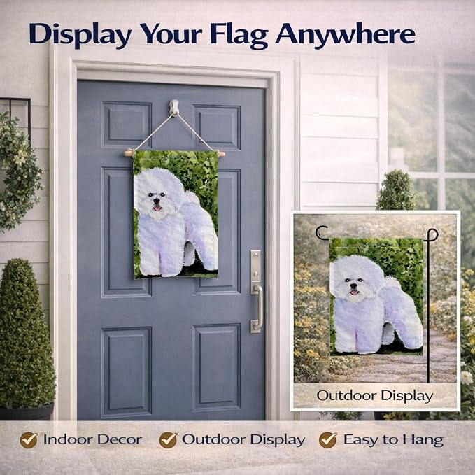 Caroline's Treasures SS8712GF Bichon Frise Garden Flag Mailbox Flag Decorative Yard Flag Banner Outside Patio Artwork Yard Flower Beds, Garden Size, Multicolor
