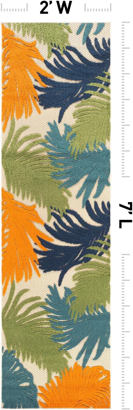 Rugshop Lucca Contemporary Floral Indoor/Outdoor Runner Rug 2' x 7' Multi