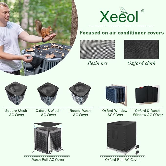 28x28 Central Air Conditioner Covers for Outside, Larger Mesh AC Unit Covers Outdoor - Top Universal Defender