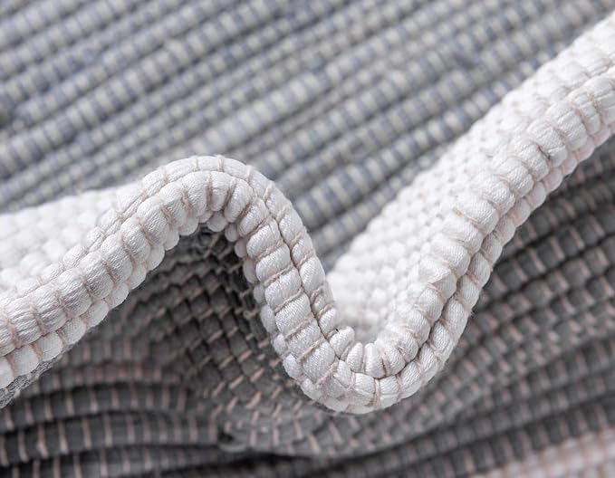 Unique Loom Chindi Rag Collection Area Rug - Striped (10'x 14' 1" Rectangle, Gray/ Ivory)