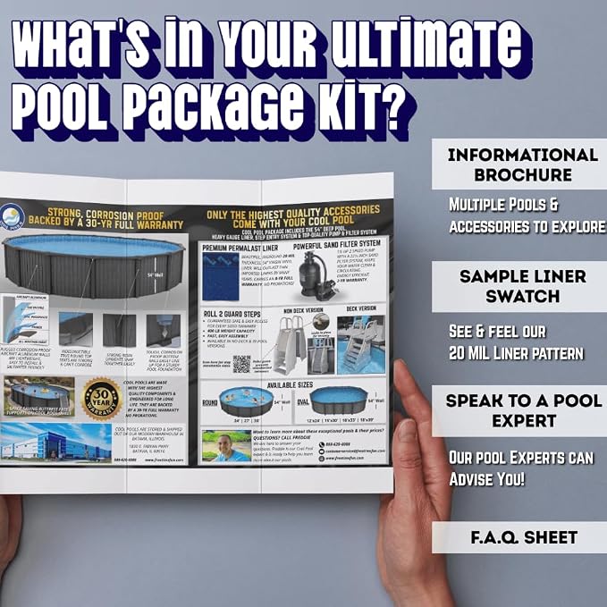 Ultimate Above Ground Metal Resin Pool Package Kit. Premium Aluminum Wall – Saltwater Ready Round & Oval 54" Deep Pools