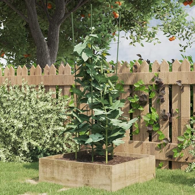 5 Pcs Garden Plant Supports, 35.4 Inch Steel Tomato Cages with 4 Adjustable Rings for Climbing Plants, Flowers, Vegetables, Green