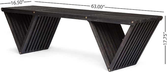 Christopher Knight Home Esme Outdoor Acacia Wood Bench, Dark Gray Finish