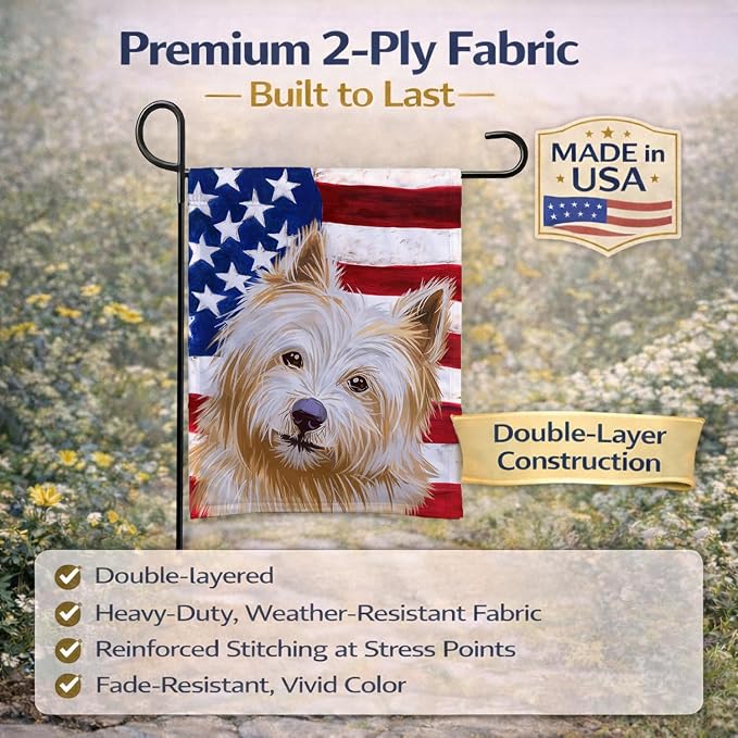 Caroline's Treasures CK6633GF Norwich Terrier Dog American Flag Garden Flag Mailbox Flag Decorative Yard Flag Banner Outside Patio Artwork Yard Flower Beds, Garden Size, Multicolor