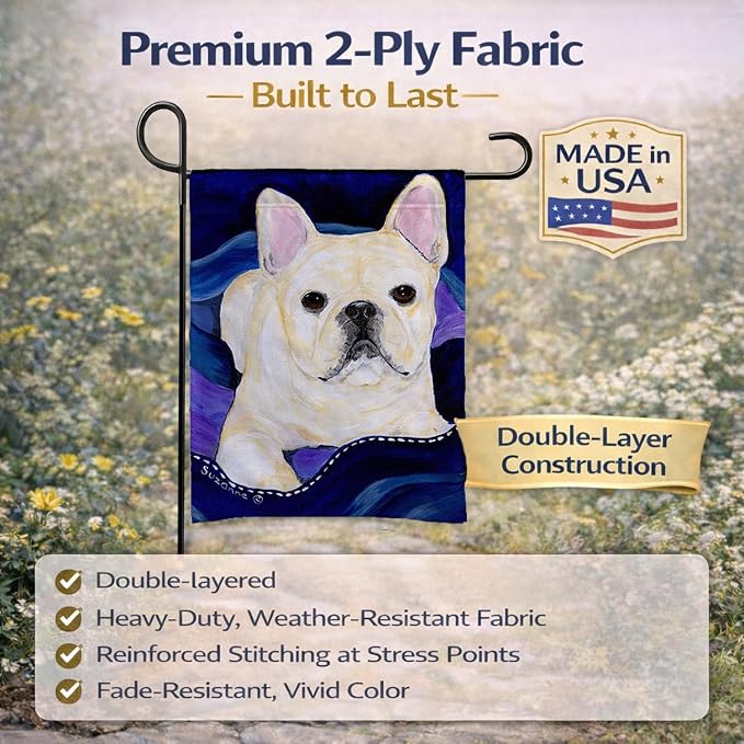Caroline's Treasures SS8126GF French Bulldog Garden Flag Mailbox Flag Decorative Yard Flag Banner Outside Patio Artwork Yard Flower Beds, Garden Size, Multicolor