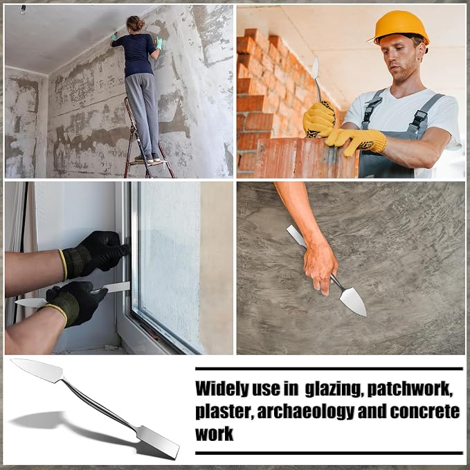 5/8" Trowel And Square Masonry Tools Forged Steel Trowel Concrete Tool Ornamental Stucco Tool Long-lasting Masonry Plaster Spatula for Glazing, Patch Work, Plaster, and Archeology
