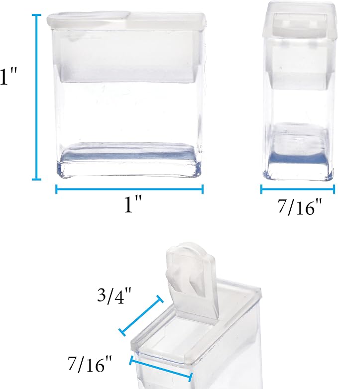 The Beadsmith Clear Plastic Boxes - Rectangle with a Flip Top Cap - 7/16” x 1” x 1” - Use for Beads, Bath Salts, Wedding & Party Favors, Home or Office Storage - Bag of 100