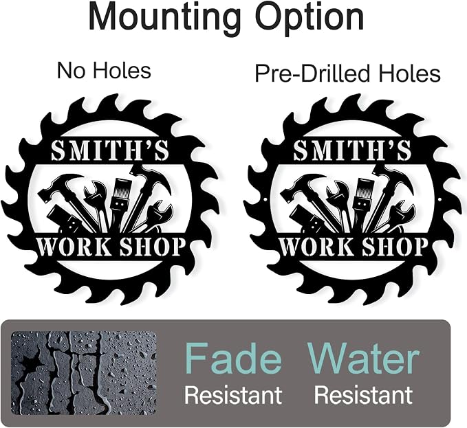 Personalized Metal Workshop Sign Custom Garage Sign for Men Dad Grandpa Husband Man Cave Wall Decor Tool Room Metal Wall Art Father’s Day Gift