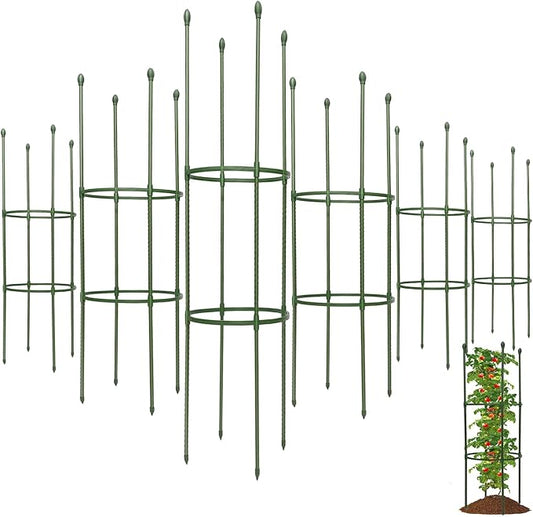 Tomato Cages for Garden,6 Pack 50in Tall Tomato Plant Support Stakes Adjustable Heavy Duty Steel Plant Tower Stakes, Updated Cucumber Trellis Garden Cages for Climbing Plants Vegetable Flowers