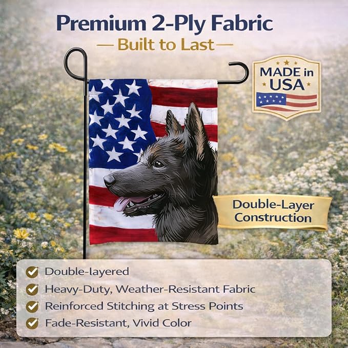 Caroline's Treasures CK6583GF Kai Ken American Flag Garden Flag Mailbox Flag Decorative Yard Flag Banner Outside Patio Artwork Yard Flower Beds, Garden Size, Multicolor
