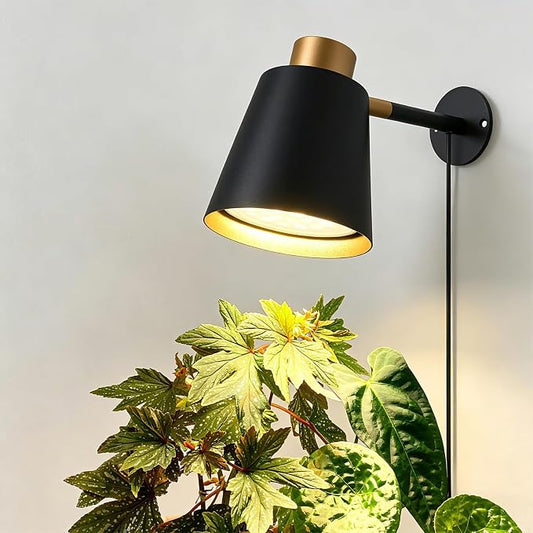 Hanging Grow Lights for Indoor Plants, 18W Wall Mounted Grow Light with 660nm Red Light, Decorative Full Spectrum Grow Lamp for Tall Plants Flowers, 9.8ft Power Cord, Modern Style
