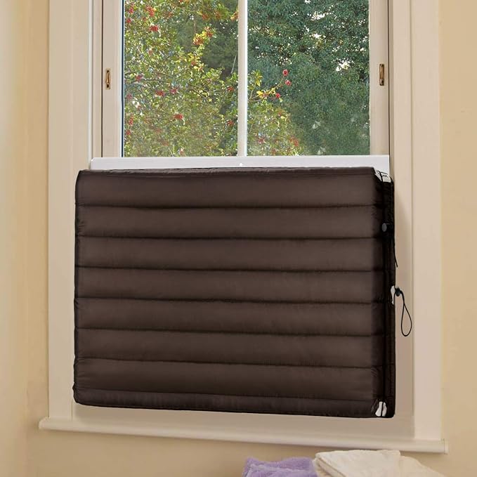 FORSPARK Indoor Air Conditioner Cover, AC Covers for Inside with Free Drawstring, 17L x 13H x 3.5D inches Brown