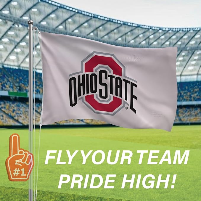 NCAA Ohio State University Flag with Grommets, 3'x5' Ohio State Buckeyes Outdoor College Flags & Banners for Garden Patio Indoor Wall Décor