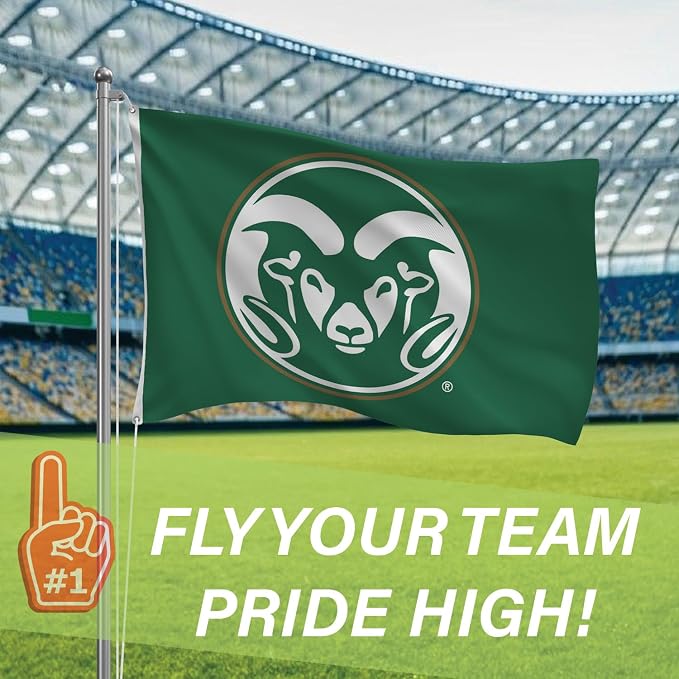 NCAA NCAA Colorado State University Flag with Grommets, 3'x5' CSU Rams Outdoor College Flags & Banners for Garden Patio Indoor Wall Décor
