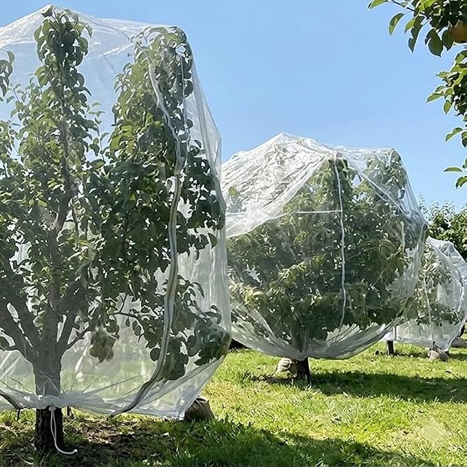 Extra Large 1Pack 14×18Ft Fruit Tree Netting with Drawstring & Zipper - Reusable Plant Protection Bag, Heavy Duty PE Mesh Cover for Blueberry Bushes - Blocks Birds/Deer/Squirrels