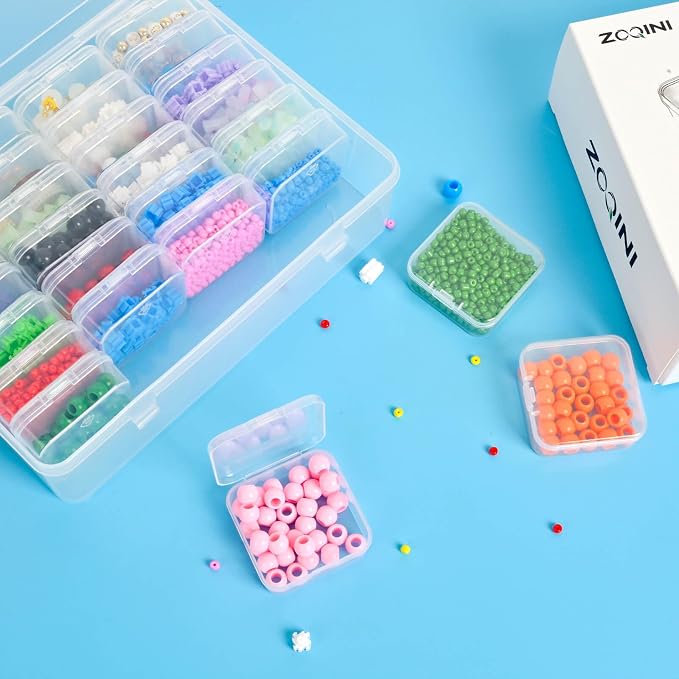 Bead Organizer Box, 84Pcs Small Clear Plastic Storage Containers, 3 Large Craft Organizer Boxes, 3 Sheets Label, Mini Parts Storage Solution for Beading Jewelry Making Diamond Arts Screws Seeds