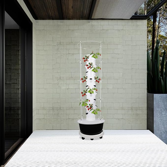 Hydroponics Growing System, 36 Pods Large Vertical Hydroponic Growing Tower with with Climbing Trellis, 9-Tier Indoor Gardening System for Herb Vegetable Fruit (Black, 36 Pods)