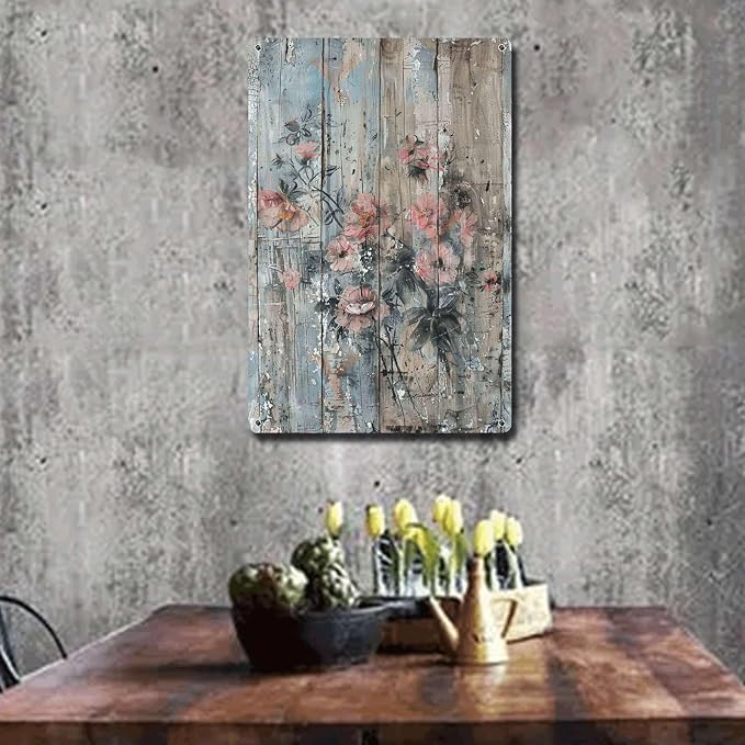 Metal Sign Tin Sign Vintage Wall Art Antique Artist's Touch Longevity Tin Sign for Rustic Wall Decor Corrosion Resistant Aluminum and Gardening Sign for Restaurant 12×16 Inches