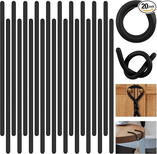 20 Pcs 17 Inch EVA Foam Twist Rubber Ties Reusable Bendable Cable Tie Straps Flexible Heavy Duty Twisty Ties for Organizing Cords Bundling (Black)