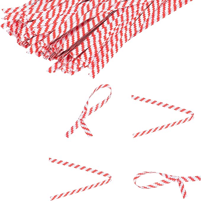 Restaurantware Twist Ties 50,000 Pack of 4-Inch Reusable Paper Bag Ties Laminated Gripping Strong Red Flush-Cut Bread, Candy, Coffee, Cookie, Bakery Bag, Party, Gifts, Cake Pops, Packaging