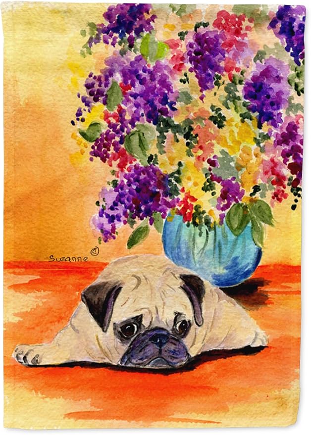 Caroline's Treasures SS8294GF Pug Garden Flag Mailbox Flag Decorative Yard Flag Banner Outside Patio Artwork Yard Flower Beds, Garden Size, Multicolor