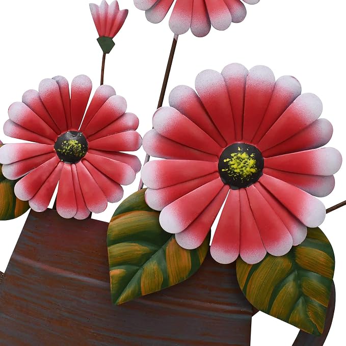 Metal Flower Welcome Sign Garden Decor Decorative Wall Hanging Plaque Sign Flower Decor Garden Hanging Welcome Sign Home Porch Door Decoration (Daisy flower)