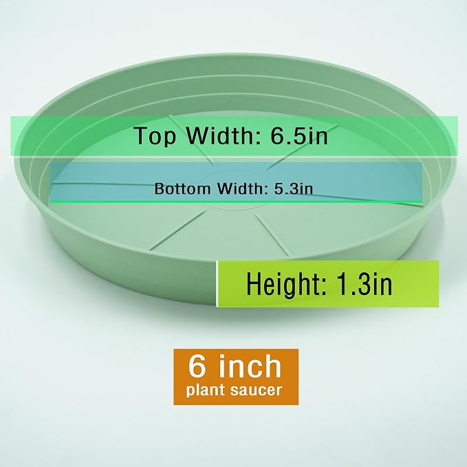 LWALRS Plant Saucer 6 Inch 4 Pack 6 8 10 12 14 16 18 20 25, Plastic Plant Trays for Pots，Extra-Deep Plant Water Dray Tray, Bird Bath Bowl, Heavy Flower Plant Saucers Indoors and Outdoor No Holes