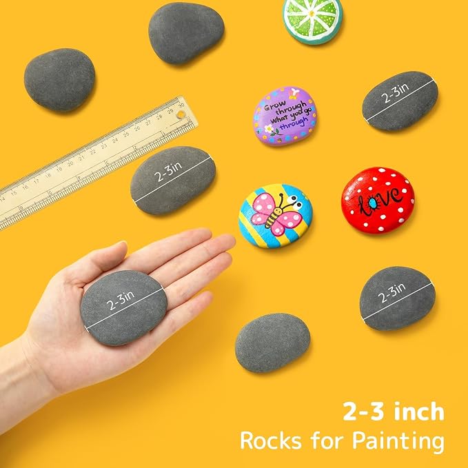 Simetufy 120Pcs Rocks for Painting, 2"-3 Painting River Rocks, Flat & Smooth Stone to Paint, Hand Picked Natural Stones, Crafts for Kids & Adults