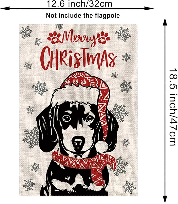 Seasonal Garden Flags Dachshund Double Sided Flags Set of 11 Holiday Farmhouse Indoor Outdoor Yard Lawn Christmas Gifts Decorations 12.5x18 Inch