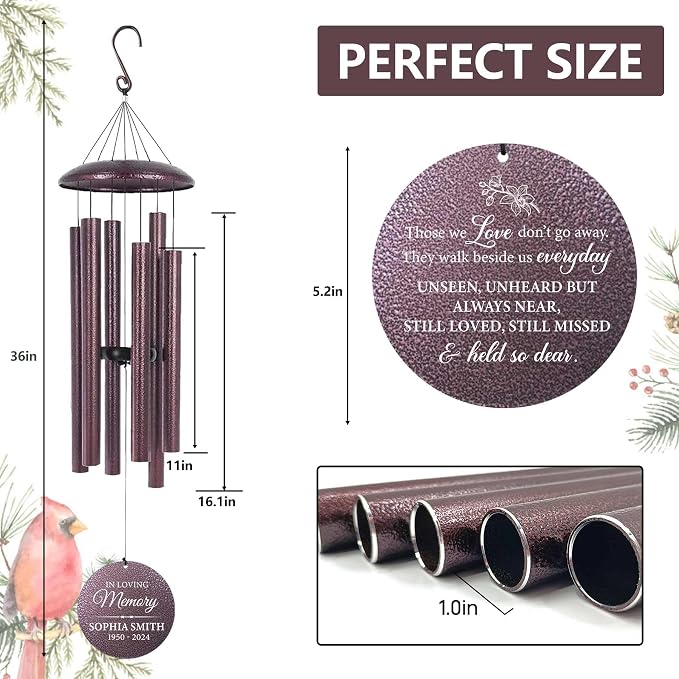 ASTARIN Personalized Wind Chimes Memorial, Sympathy Wind Chime Sorry for Your Loss Gifts, in Memory of Loved One Gift for Women Friend Loss of Husband Wife(Produced in Texas)