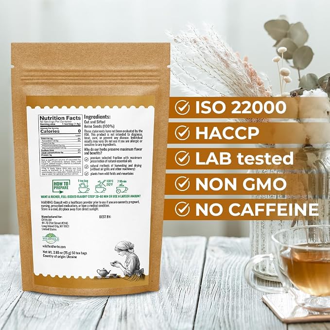 50 Bags Dried Anise Seeds Anaise Seeds Herb Tea (Pimpinella Anisum) - 50 Count 1,5 g Bags Anise Seed Herbal Tea Semilass De Anis