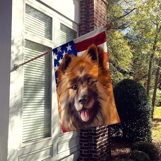 Caroline's Treasures CK6519CHF Eurasier Dog American Flag House Flag Large Porch Sleeve Pole Decorative Outside Yard Banner Artwork Wall Hanging, Polyester, House Size, Multicolor