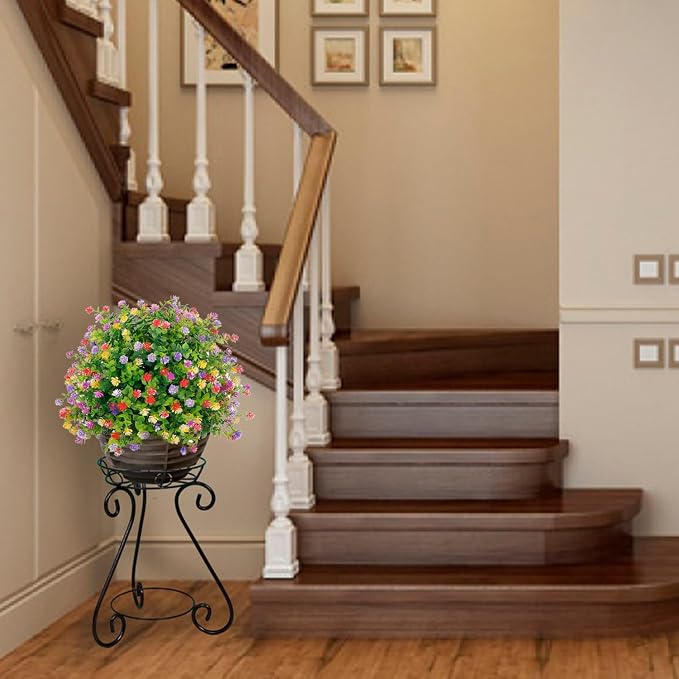 THKFUL Topiary Flower Ball Artificial Outdoor Set of 2,Fake Eucalyptus Boxwood Ball Evergreen Tree with Spike,UV Resistant Faux Shrubs Plants D15.8 for Outdoor Planter,Spring,Porch Decor
