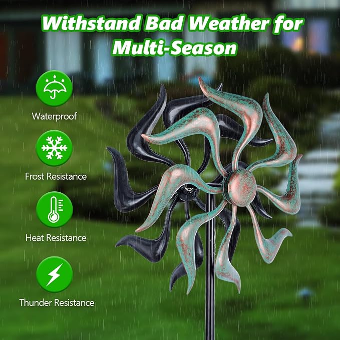 Stargarden Wind Spinners Outdoor, Metal Wind Spinner | Kinetic Wind Sculptures & Spinners, Decorative Pinwheels Double Windmill for Yard, Garden Decor