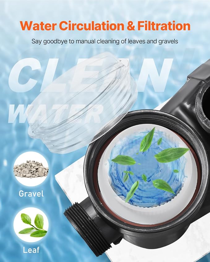 VEVOR Above Ground Pool Pump, 3 HP, 149 GPM Max Flow Single Speed Swimming Pool Pump, 220V 3450 RPM 42 ft Max Head Lift with PP Shell Strainer Basket, 122°F Max Water Temp, for Hot Tubs Spas, No Plug