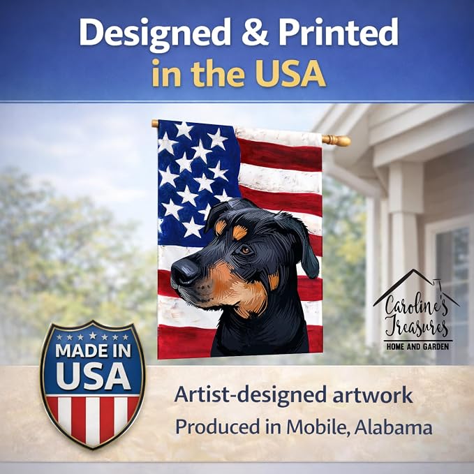 Caroline's Treasures CK6549CHF Greek Harehound Dog American Flag House Flag Large Porch Sleeve Pole Decorative Outside Yard Banner Artwork Wall Hanging, Polyester, House Size, Multicolor