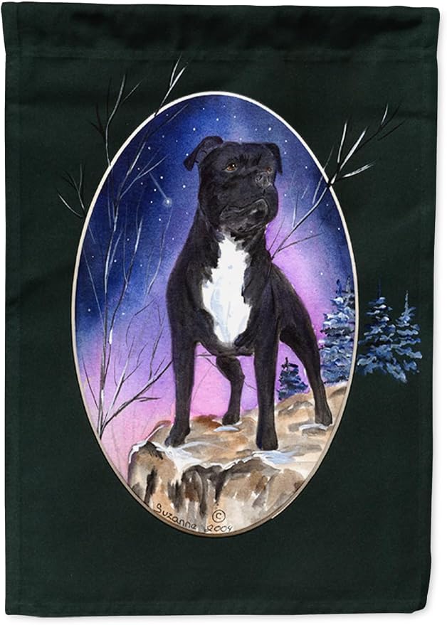 Caroline's Treasures SS8072GF Staffie Garden Flag Mailbox Flag Decorative Yard Flag Banner Outside Patio Artwork Yard Flower Beds, Garden Size, Multicolor