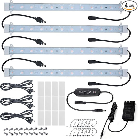 Litever Grow LED Light Strip Kits for Plants, 36W with Timer, Full Spectrum White Grow Lights, Easy Installation. Good for Indoor Plants Grow Shelf, Greenhouse, Grow Cabinets