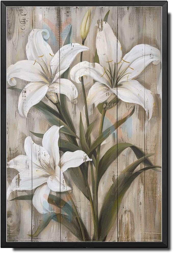 Metal Sign Tin Sign Vintage Rustic Charm Lilies Tin Sign for Easy Installation Weather Resistant Design and Vintage Aesthetic Bar Signs for Home Decor for Room 12×16 Inches with Metal Frame