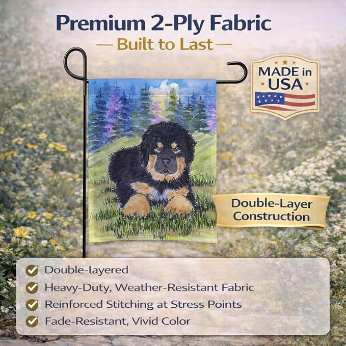 Caroline's Treasures SS1037GF Tibetan Mastiff Garden Flag Mailbox Flag Decorative Yard Flag Banner Outside Patio Artwork Yard Flower Beds, Garden Size, Multicolor