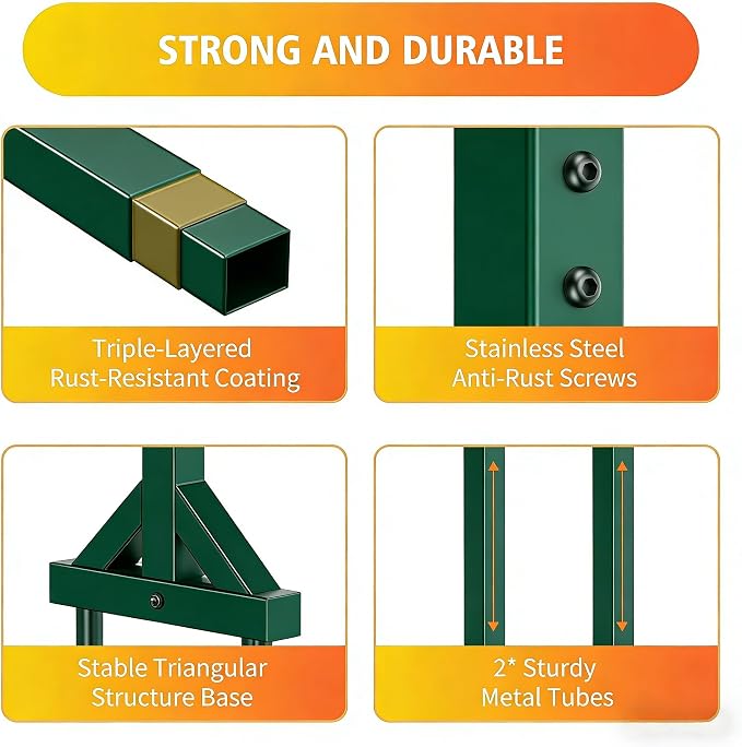 HeroicLion Garden Hose Holder Holds 2 x 160FT Hoses, Super Stable Water Hose Holders with 4 Spikes, Rustproof Freestanding Hose Stand Hanger Garden Hose Storage for Outside Yard Lawn Farm, Green