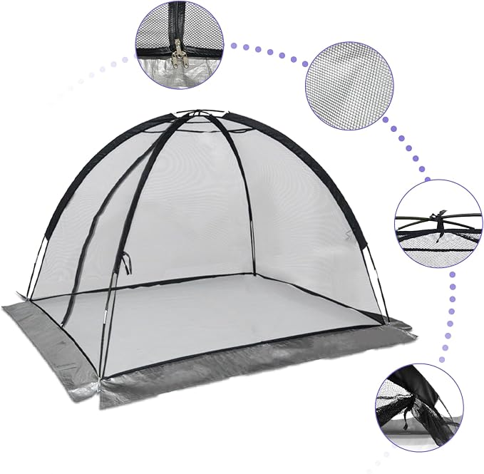 Doublehorse Pond Cover Net: Large 5 x 7 FT Heavy-Duty Dome Nylon Mesh for Outdoor Fish Koi Garden Winter Protection from Leaves & Debris Netting Plant Covering Tent with Zipper Stakes
