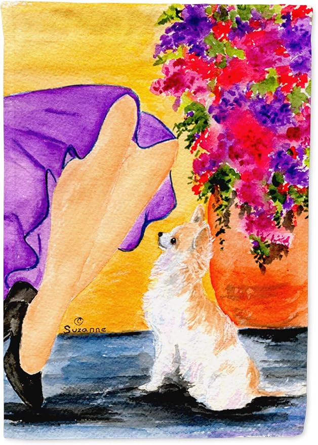 Caroline's Treasures SS8521GF Lady with her Chihuahua Garden Flag Mailbox Flag Decorative Yard Flag Banner Outside Patio Artwork Yard Flower Beds, Garden Size, Multicolor