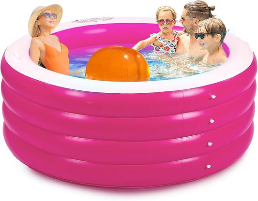 Blow Up Pool, 72" X 30" Deep Round Inflatable Swimming Adult Pool, Backyard Inflatable Pool for Kids Swimming, Pink