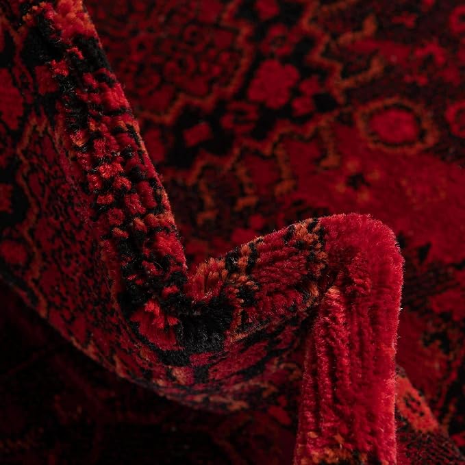 Unique Loom Tekke Collection Area Rug - Sheibani (5' 3" Square, Red/ Black)