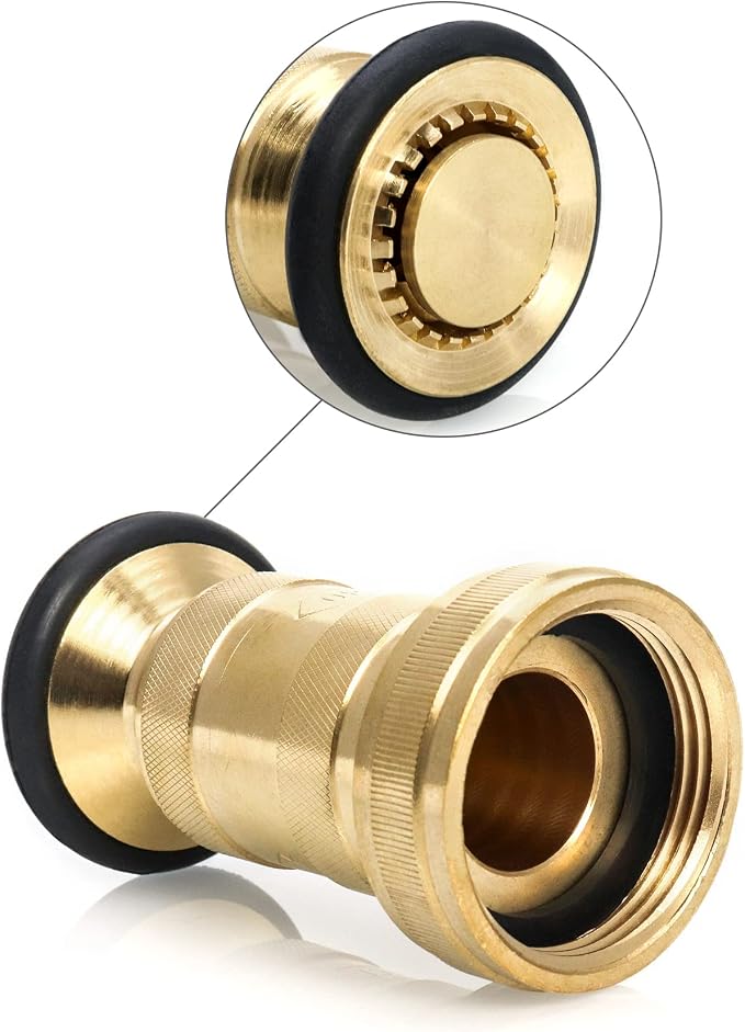 QWORK 1-1/2" NST/NH Brass Fire Hose Spray Nozzle, Heavy Duty Fire Equipment, Industrial Jet Fog Nozzle 85 gpm 100 psi