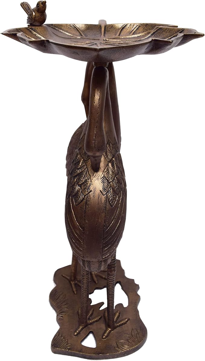 Oakland Living 5608-AB Antique Bronze Cranes & Lily Aluminum Birdbath