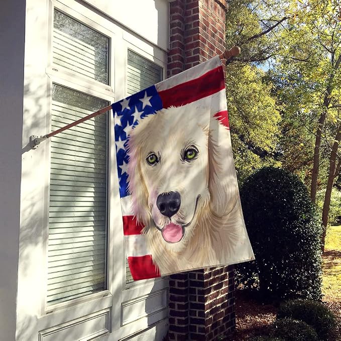 Caroline's Treasures CK6542CHF Golden Retriever Dog American Flag House Flag Large Porch Sleeve Pole Decorative Outside Yard Banner Artwork Wall Hanging, Polyester, House Size, Multicolor