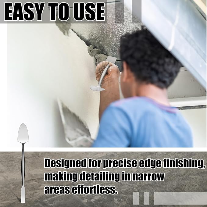 3/8" Trowel And Square Masonry Tools Forged Steel Trowel Concrete Tool Ornamental Stucco Tool Long-lasting Masonry Plaster Spatula for Glazing, Patch Work, Plaster, and Archeology